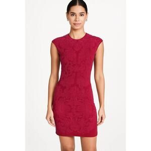 RVN Women’s XS Red & Pink Jacquard Bodycon Mini Dress